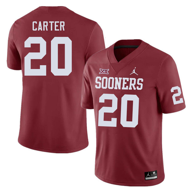 Oklahoma Sooners #20 Lewis Carter College Football Jerseys Stitched Sale-Crimson